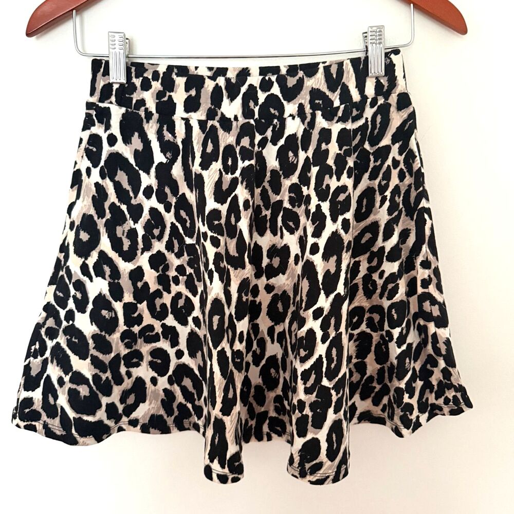 NWT Y2K Charlotte Russe Animal Print Elastic Waist A Line Pull Up Mini Skirt M